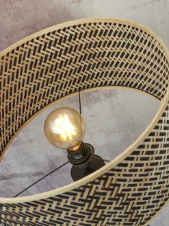 Lampadaire avec étagère en bambou noir et naturel 50x158cm Java - Good & Mojo