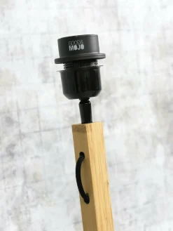 Lampadaire avec étagère en bambou noir et naturel 50x158cm Java - Good & Mojo
