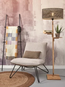 Lampadaire avec étagère en bambou noir et naturel 50x158cm Java - Good & Mojo