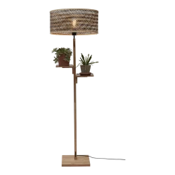 Lampadaire avec étagère en bambou noir et naturel 50x158cm Java - Good & Mojo