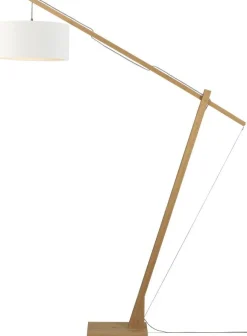 Lampadaire blanc en bambou et lin Montblanc - Good & Mojo