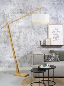 Lampadaire blanc en bambou et lin Montblanc - Good & Mojo