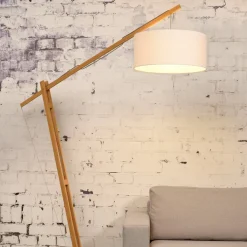 Lampadaire blanc en bambou et lin Montblanc - Good & Mojo