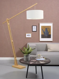Lampadaire blanc en bambou et lin Montblanc - Good & Mojo