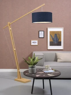 Lampadaire bleu en bambou et lin Montblanc - Good & Mojo