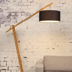 Lampadaire bleu en bambou et lin Montblanc - Good & Mojo