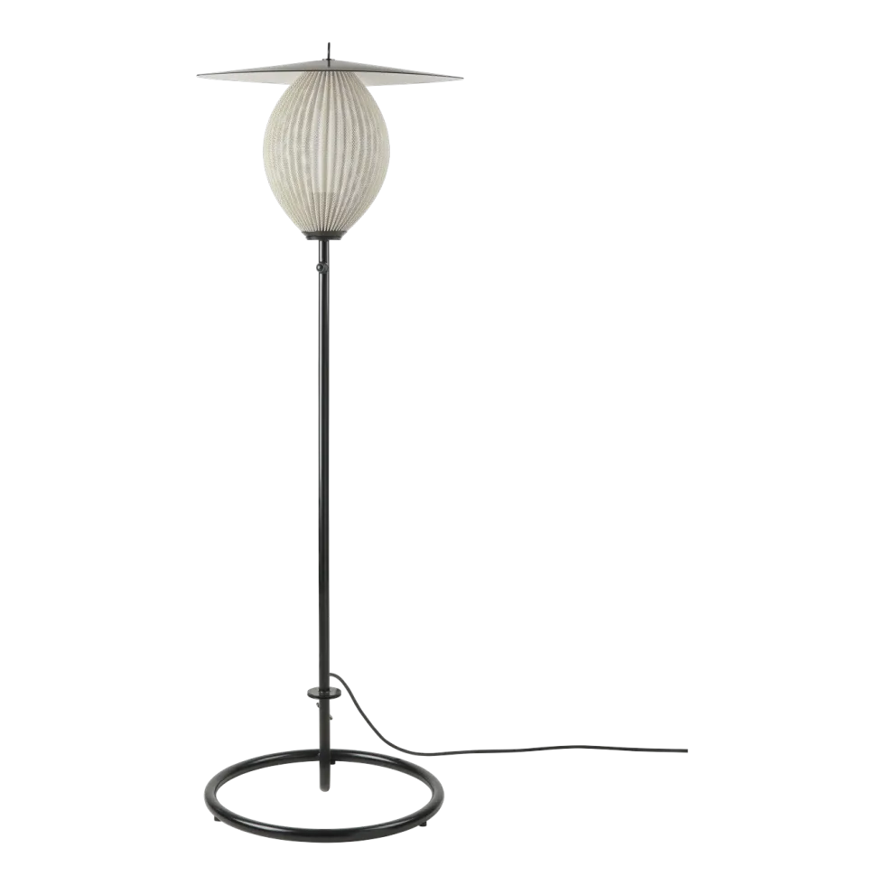 Lampadaire de jardin blanc crème et métal noir 128 cm Satellite - Gubi