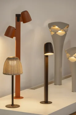 Lampadaire d'extérieur dimmable en polyuréthane gris pierre 27cm Cornet - Bover