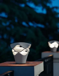 Lampadaire d'extérieur dimmable en polyuréthane gris pierre 27cm Cornet - Bover