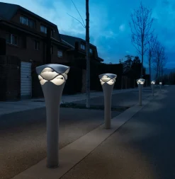 Lampadaire d'extérieur dimmable en polyuréthane gris pierre 77cm Cornet - Bover