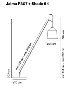 Lampadaire d'extérieur en acier et textile gris Jaima - Marset