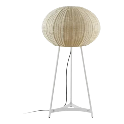 Lampadaire d'extérieur non dimmable en aluminium blanc et abat-jour ivoire 133cm Garota P/02 - Bover