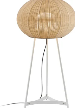 Lampadaire d'extérieur non dimmable en aluminium blanc et abat-jour ivoire 133cm Garota P/02 - Bover