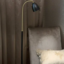 Lampadaire dimmable en laiton et métal blanc Deluxe - Belid