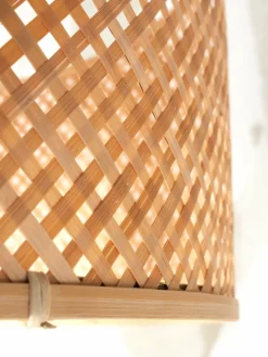 Lampadaire droit en bambou naturel avec abat-jour en bois naturel 128x32 cm Java - Good & Mojo