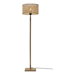 Lampadaire droit en bambou naturel avec abat-jour en bois naturel 128x32 cm Java - Good & Mojo