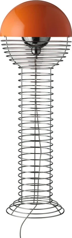 Lampadaire en acier chromé et plastique orange Wire - Verpan