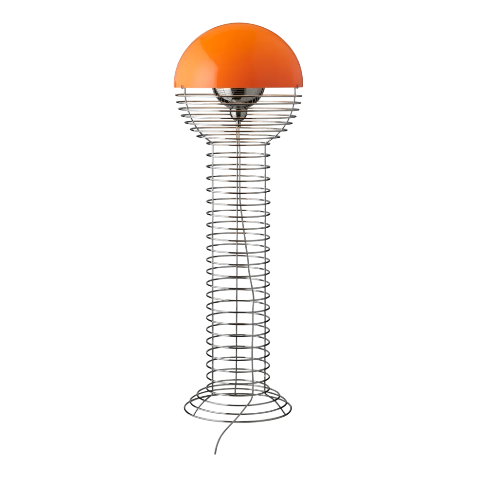 Lampadaire en acier chromé et plastique orange Wire - Verpan