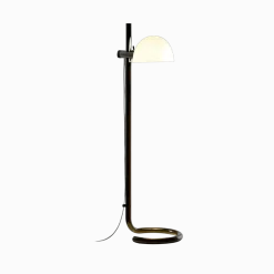 Lampadaire en acier chromé marron et plastique blanc 38x135cm Lauro - Marset