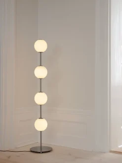 Lampadaire en acier et verre soufflé opalin 30x128cm Audrey - Umage