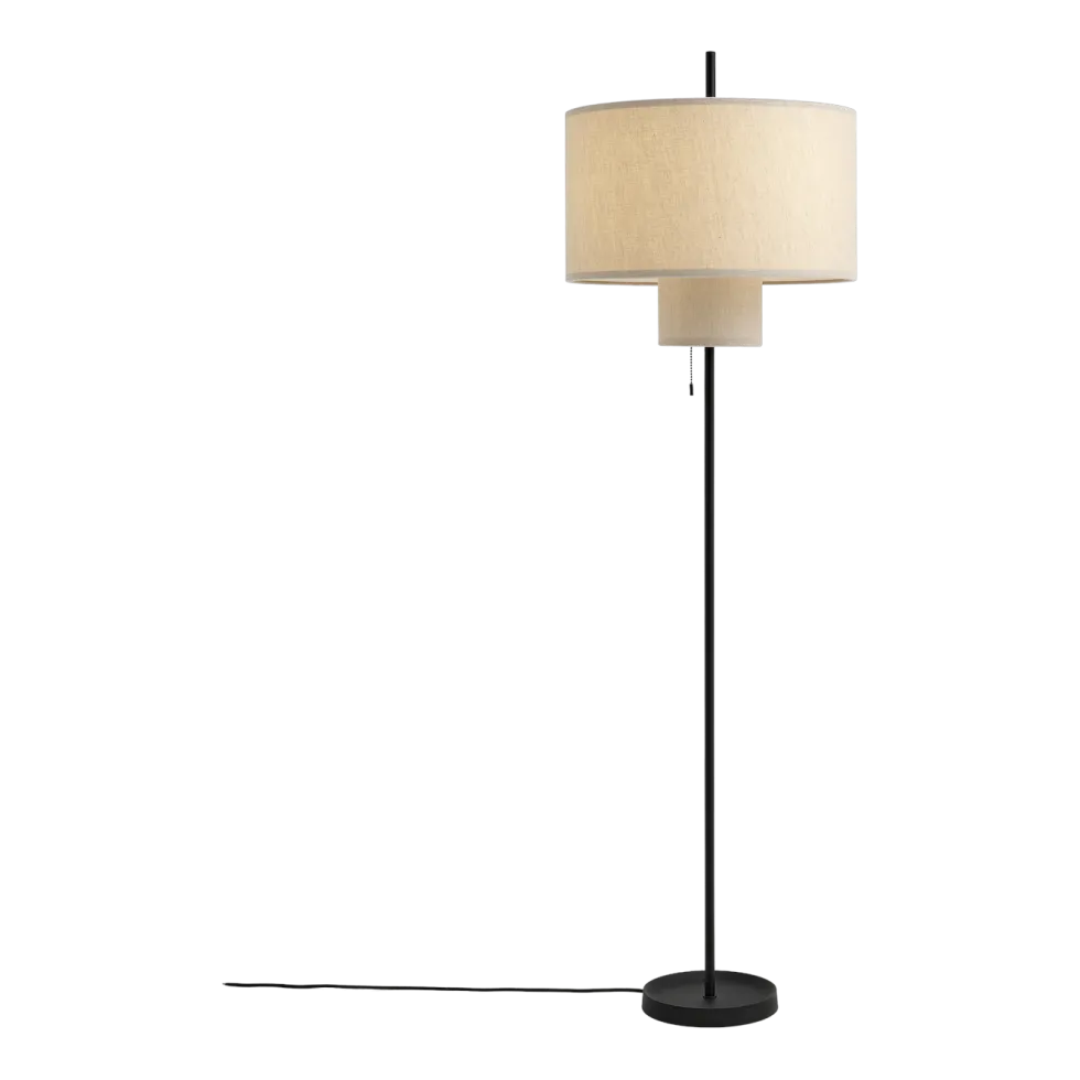 Lampadaire en acier noir et toile en textile 153 cm Margin - New works