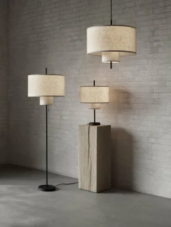 Lampadaire en acier noir et toile en textile 153 cm Margin - New works