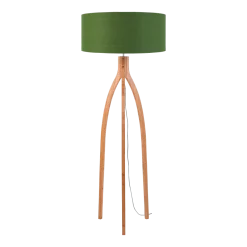 Lampadaire en bambou abat-jour en lin vert forêt 160cm Annapurna - Good & Mojo