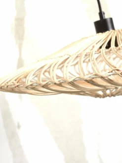 Lampadaire en bambou blanc avec abat-jour en bois blanc 150x40 cm Zanzibar - Good & Mojo