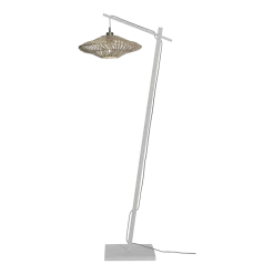 Lampadaire en bambou blanc avec abat-jour en bois blanc 150x40 cm Zanzibar - Good & Mojo
