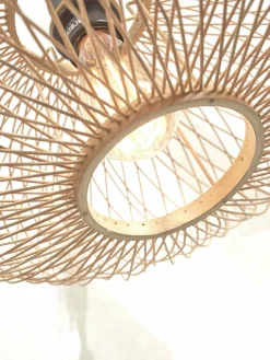 Lampadaire en bambou blanc avec abat-jour en bois naturel 150x40 cm Cango - Good & Mojo