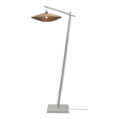 Lampadaire en bambou blanc avec abat-jour en bois naturel 176x55 cm Iguazu - Good & Mojo