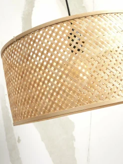 Lampadaire en bambou blanc avec abat-jour en bois naturel 176x50 cm Java - Good & Mojo