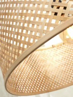 Lampadaire en bambou blanc avec abat-jour en bois naturel 150x32 cm Java - Good & Mojo