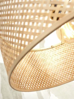Lampadaire en bambou blanc avec abat-jour en bois naturel 150x32 cm Java - Good & Mojo