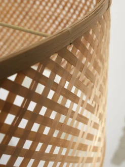 Lampadaire en bambou blanc avec abat-jour en bois naturel 150x32 cm Java - Good & Mojo