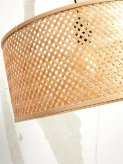 Lampadaire en bambou blanc avec abat-jour en bois naturel 150x32 cm Java - Good & Mojo