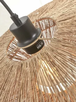 Lampadaire en bambou blanc avec abat-jour en bois naturel 150x40 cm Iguazu - Good & Mojo