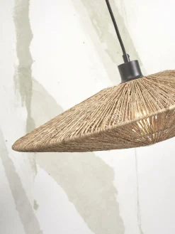 Lampadaire en bambou blanc avec abat-jour en bois naturel 150x40 cm Iguazu - Good & Mojo