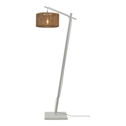 Lampadaire en bambou blanc avec abat-jour en bois naturel 150x30 cm Iguazu - Good & Mojo