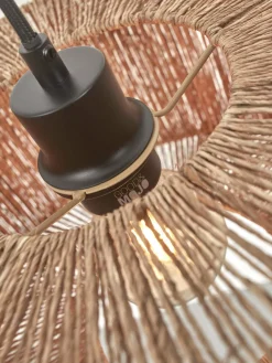 Lampadaire en bambou blanc avec abat-jour en bois naturel 150x30 cm Iguazu - Good & Mojo