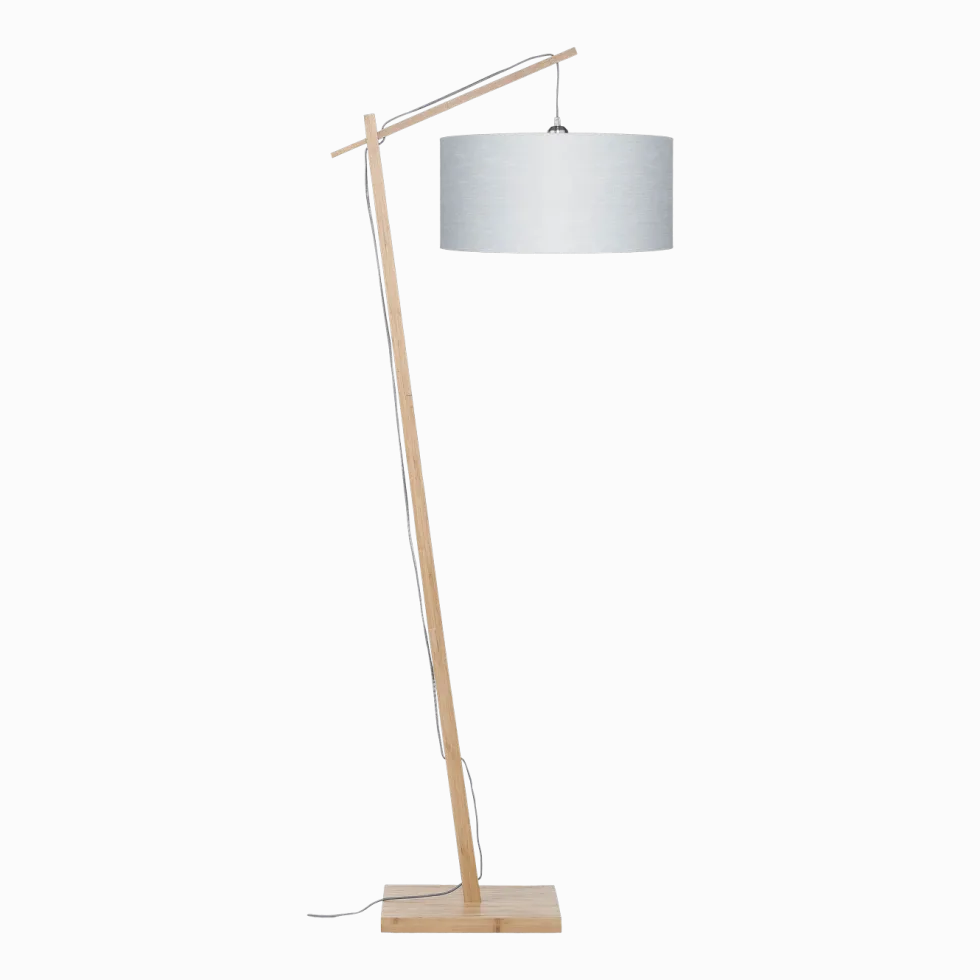 Lampadaire en bambou et lin gris clair Andes - Good & Mojo