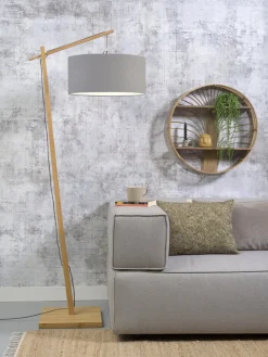 Lampadaire en bambou et lin gris clair Andes - Good & Mojo