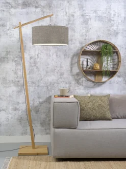 Lampadaire en bambou et lin gris foncé Andes - Good & Mojo