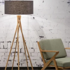 Lampadaire en bambou gris foncé Kilimanjaro - Good & Mojo