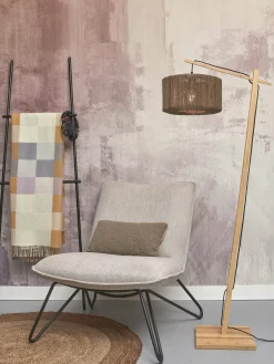 Lampadaire en bambou naturel avec abat-jour en bois naturel 150x30 cm Iguazu - Good & Mojo