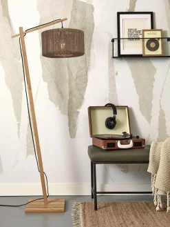 Lampadaire en bambou naturel avec abat-jour en bois naturel 150x30 cm Iguazu - Good & Mojo