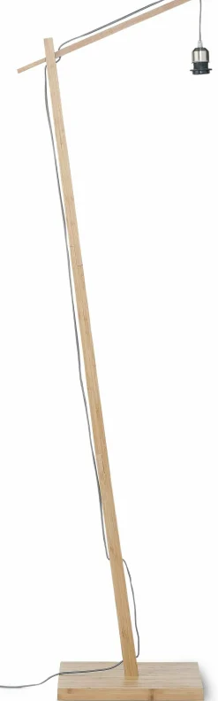 Lampadaire en bambou naturel avec abat-jour en bois noir et naturel 176x50 cm Java - Good & Mojo