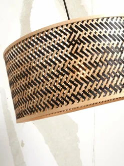 Lampadaire en bambou naturel avec abat-jour en bois noir et naturel 207x50 cm Java - Good & Mojo