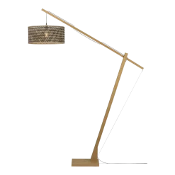 Lampadaire en bambou naturel avec abat-jour en bois noir et naturel 207x50 cm Java - Good & Mojo