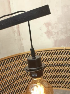 Lampadaire en bambou naturel avec abat-jour en bois noir et naturel 207x50 cm Java - Good & Mojo